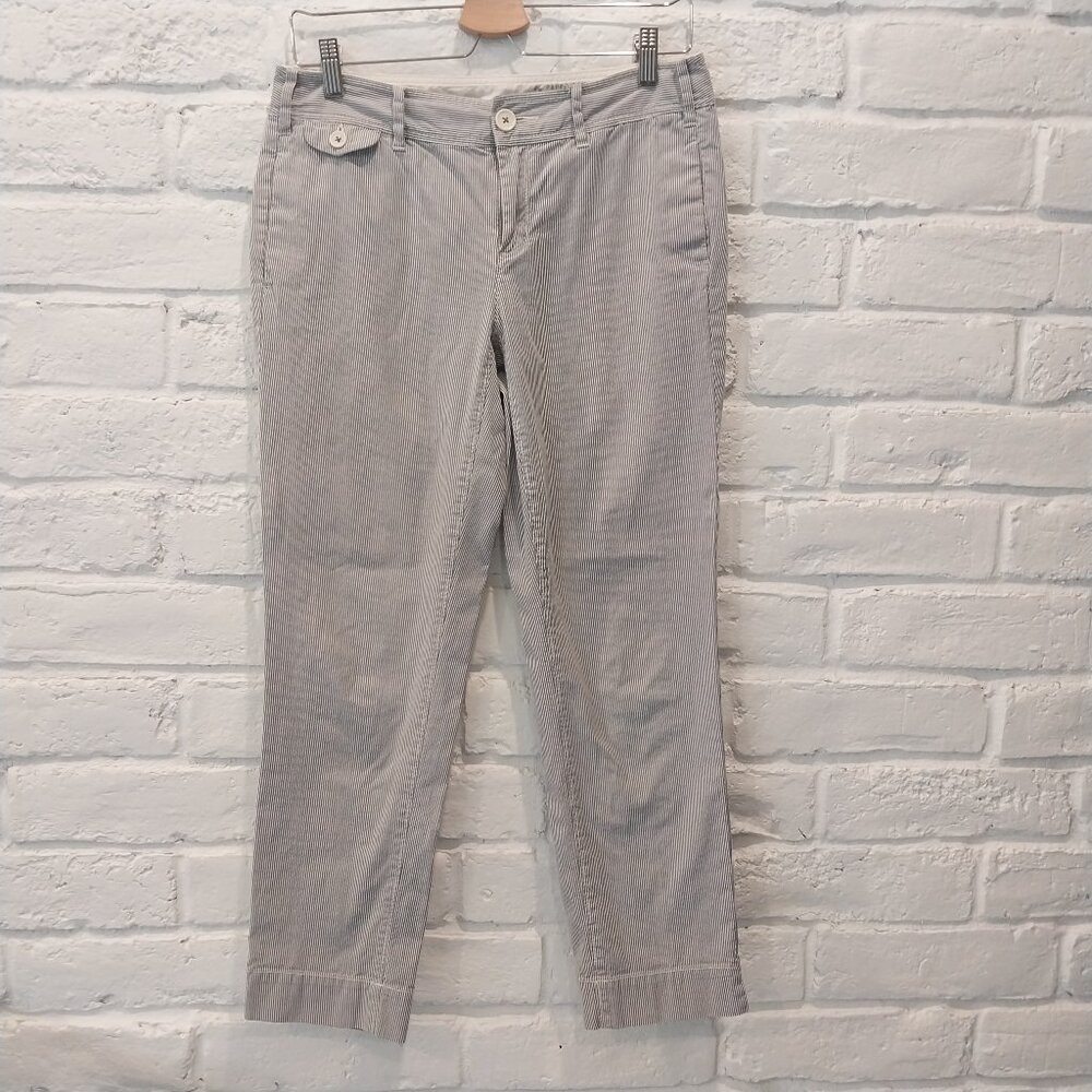 Paper Boy By Anthropologie Ankle Pants Womens 4 Blue Seersucker Striped Low Rise